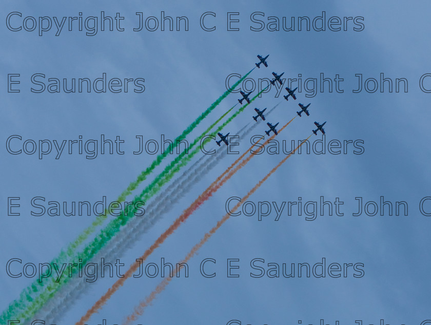 IMG 8278 
 Italian air display team 
 Keywords: aircraft,formation,aeroplane,flying,display,sky,blue,smoke,colours