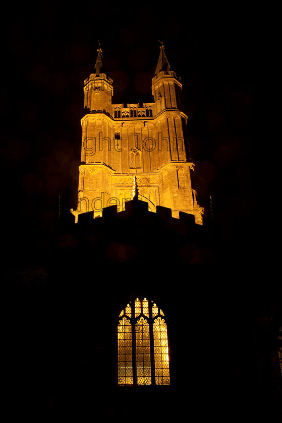 IMG 8414church tower 
 Church tower at night 
 Keywords: tower,church,UK,England,Saxon,stone,night,floodlit,orange,dark,window